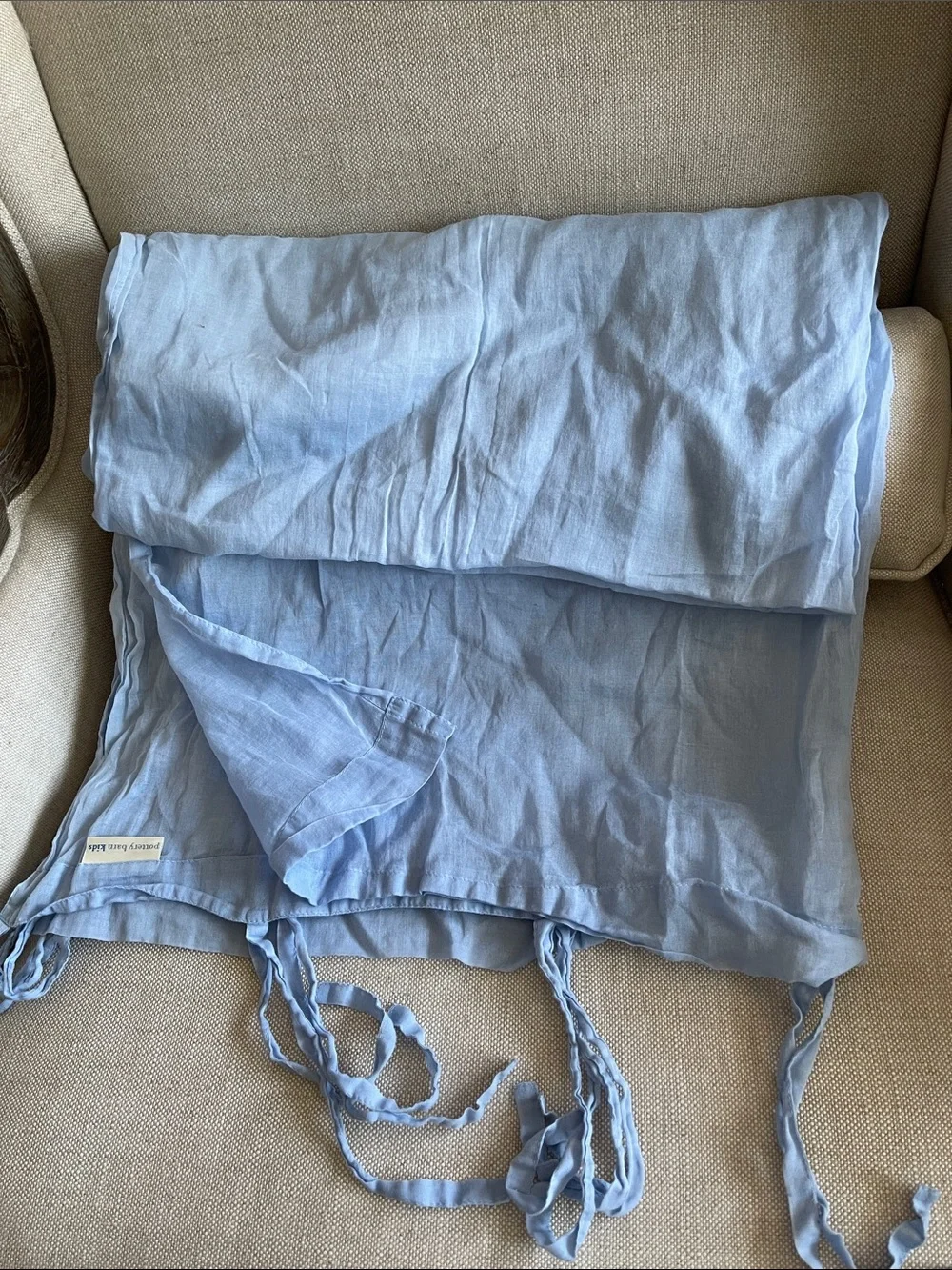 Pottery Barn Kids Baby blue Linen Curtain Panel ONE